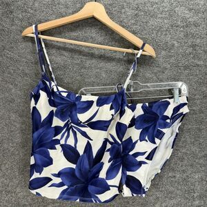 La Blanca 2 Piece Swimsuit Women 12 White Floral Lined Sleeveless Nylon Swimwear